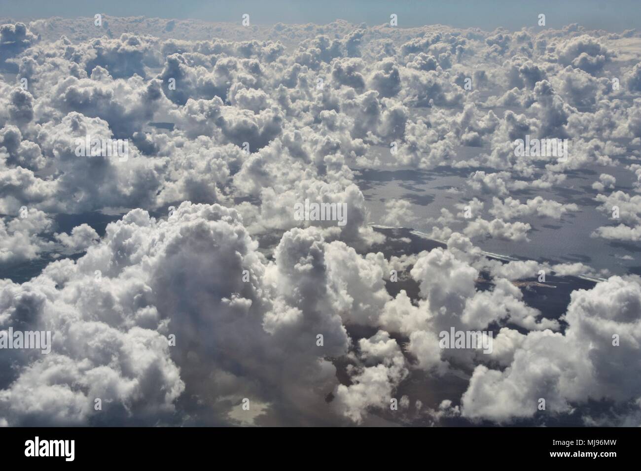 Aerial view from an aircraft - cumulus clouds Stock Photo - Alamy