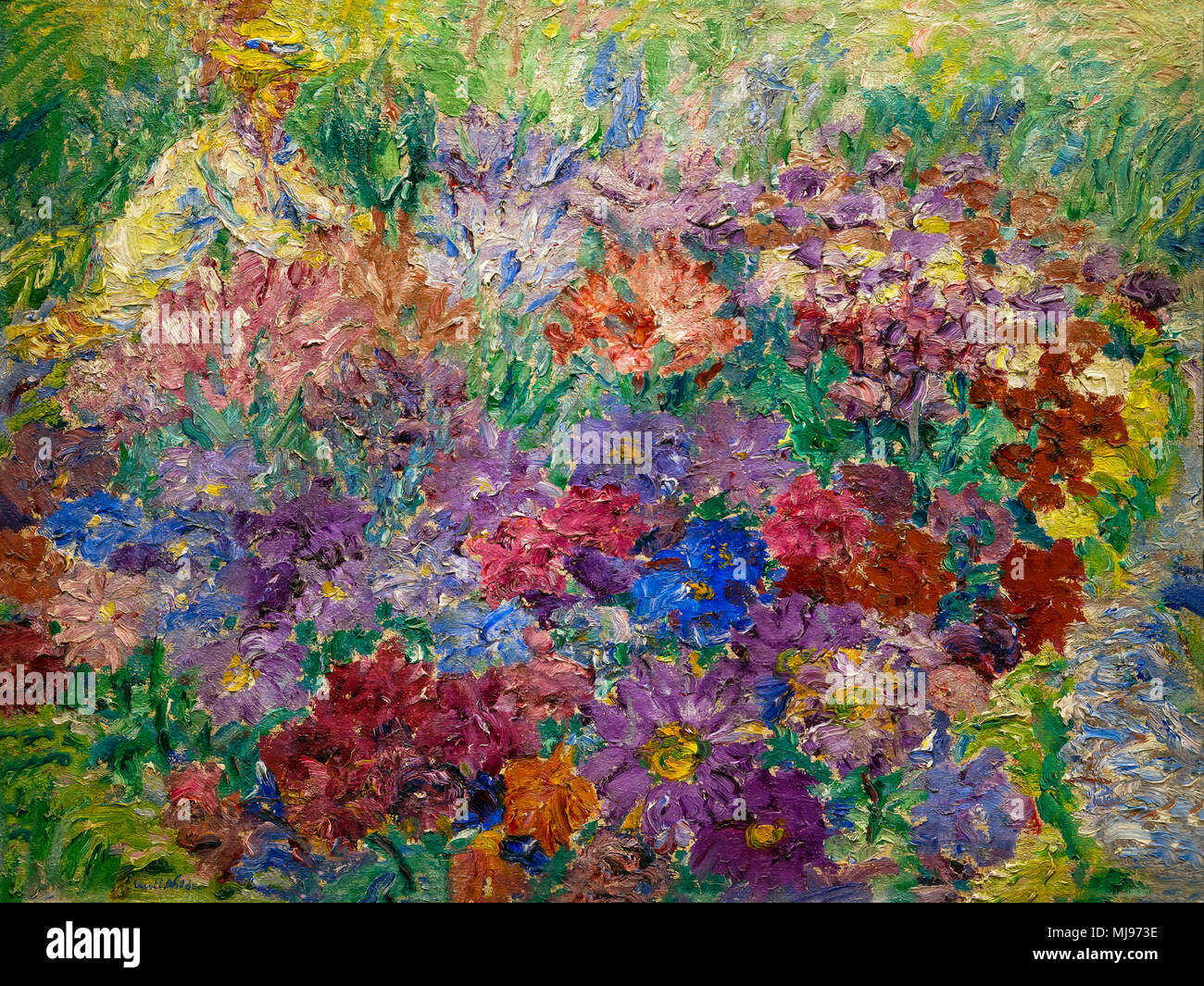 Flower Garden, Kneeling Woman with Hat, Emil Nolde, 1908, National Gallery of Art, Washington DC, USA, Stock Photo