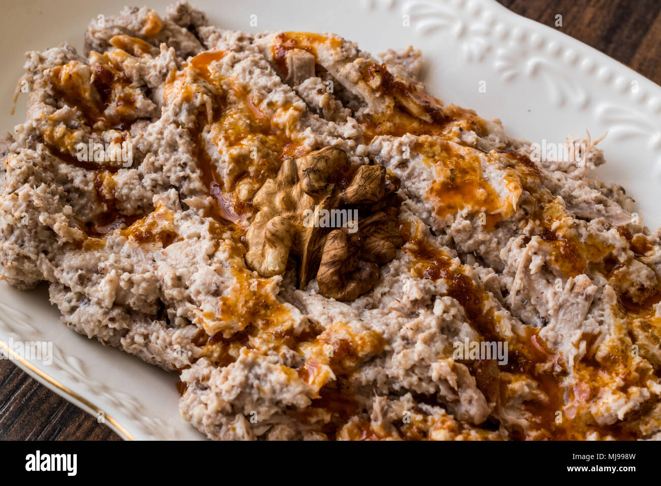 Circassian chicken / Cerkez (Cerkes) Tavugu on woden surface Stock Photo