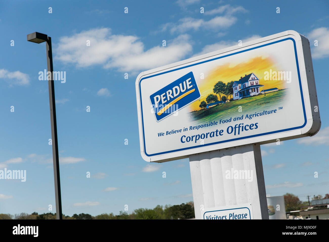 A logo sign outside of the headquarters of Perdue Farms in Salisbury