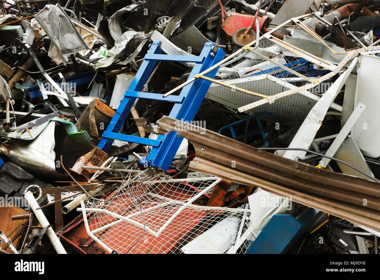 Scrap metal recycling yard close up. Stock Photo