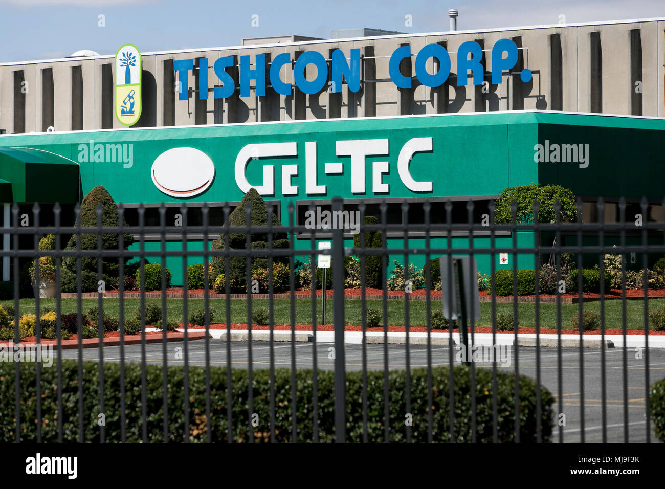A logo sign outside of a facility occupied by Tishcon Corp., in Salisbury, Maryland, on April 29, 2018. Stock Photo