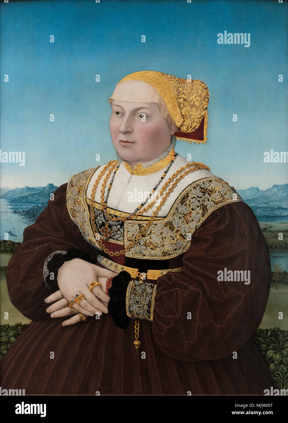 Conrad Faber von Kreuznach / Creuznach (ca.1500-1552/53), Portrait of Anna von Glauburg (1503–1567, one of a double including her husband Johann von G Stock Photo