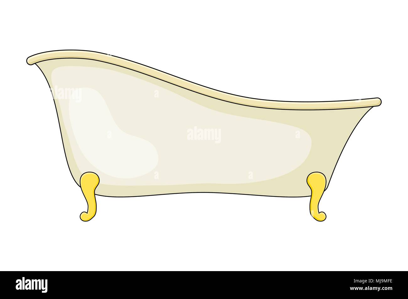 Cartoon empty bathtub isolated on white background Stock Vector Image