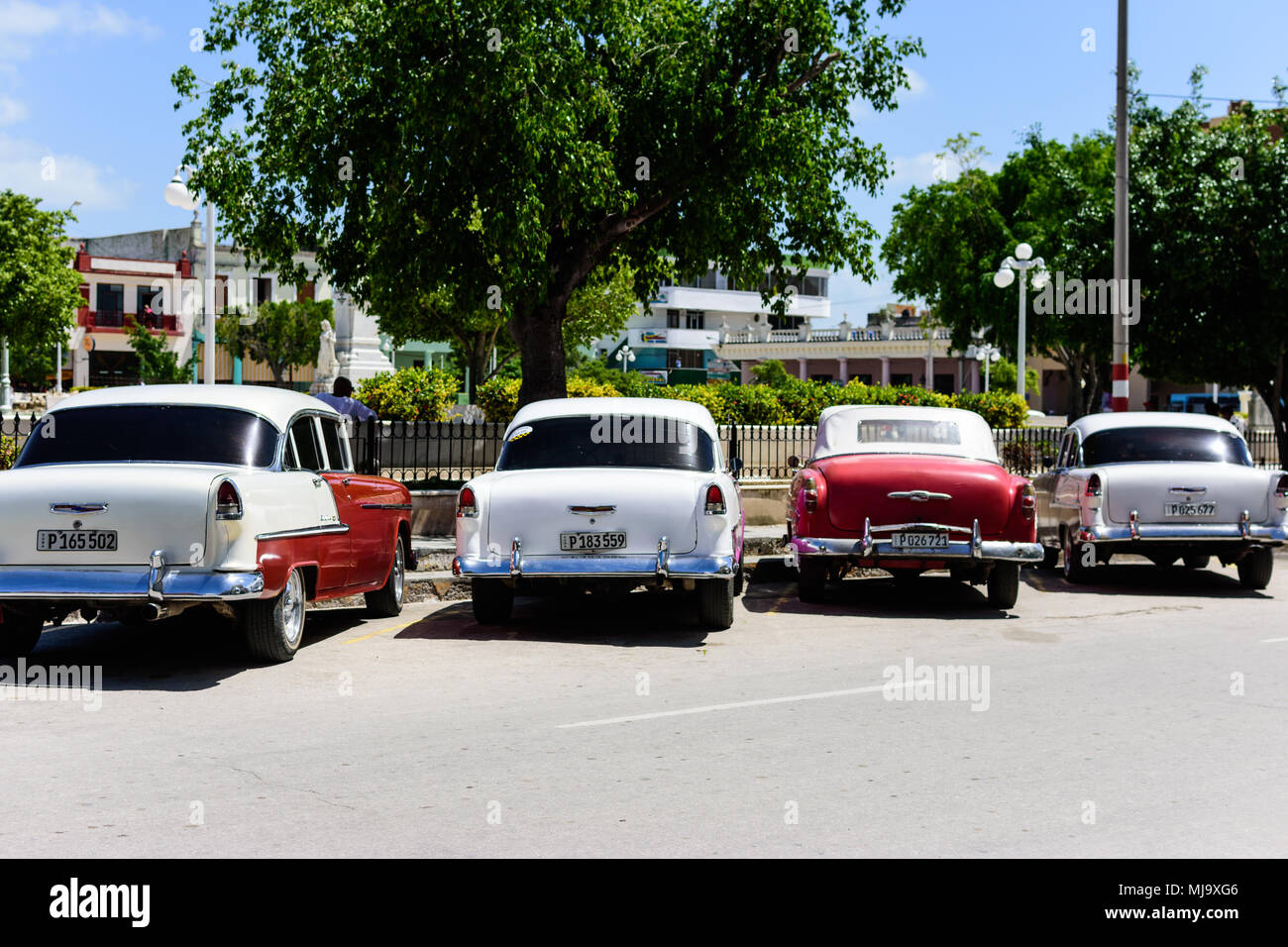 Holguin, Cuba September 30, 2016 Vintage american cars in the streets