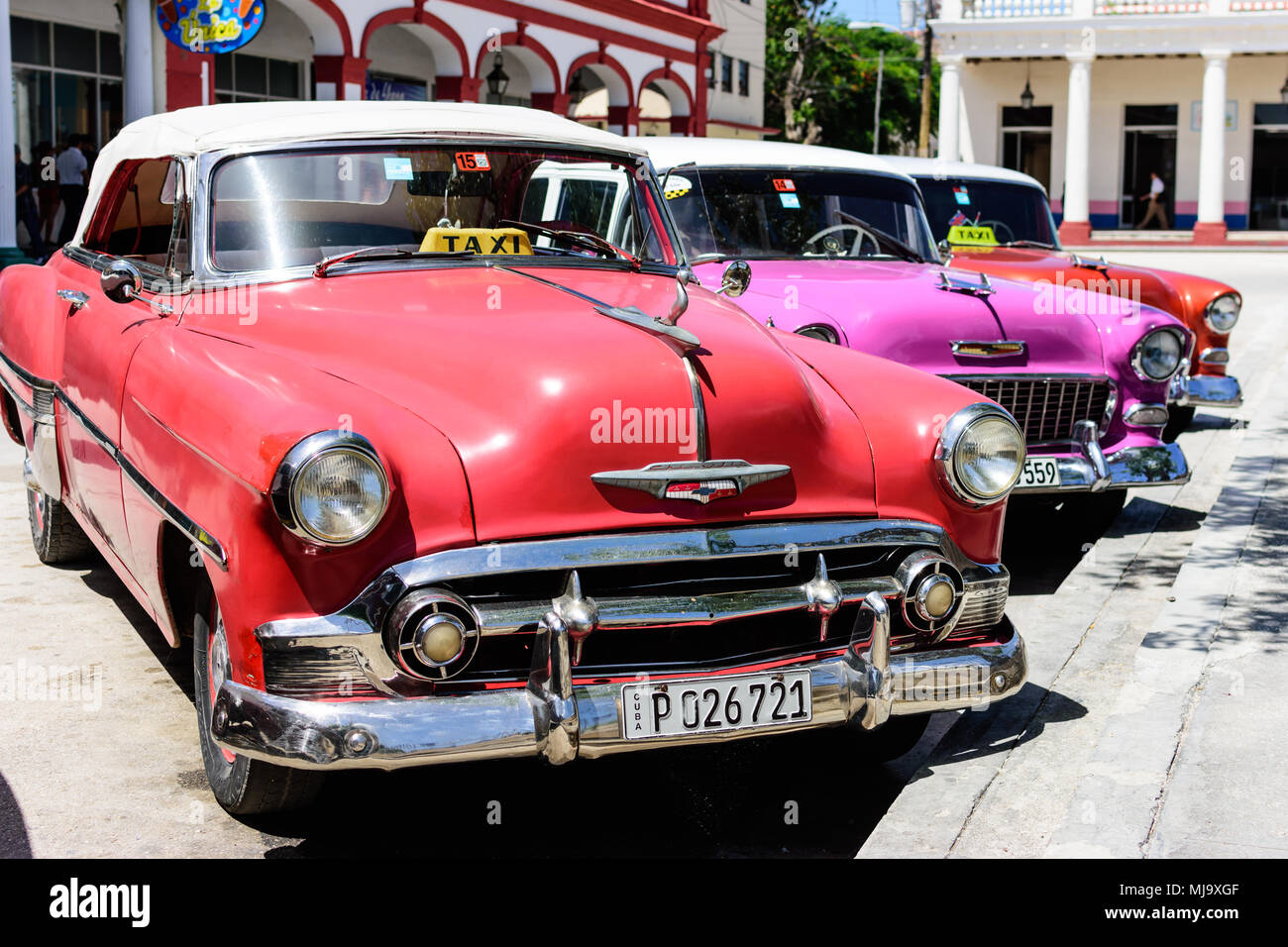 Holguin, Cuba September 30, 2016 Vintage american cars in the streets