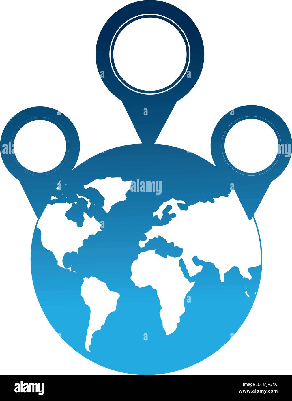 world planet with pins locations vector illustration design Stock Vector