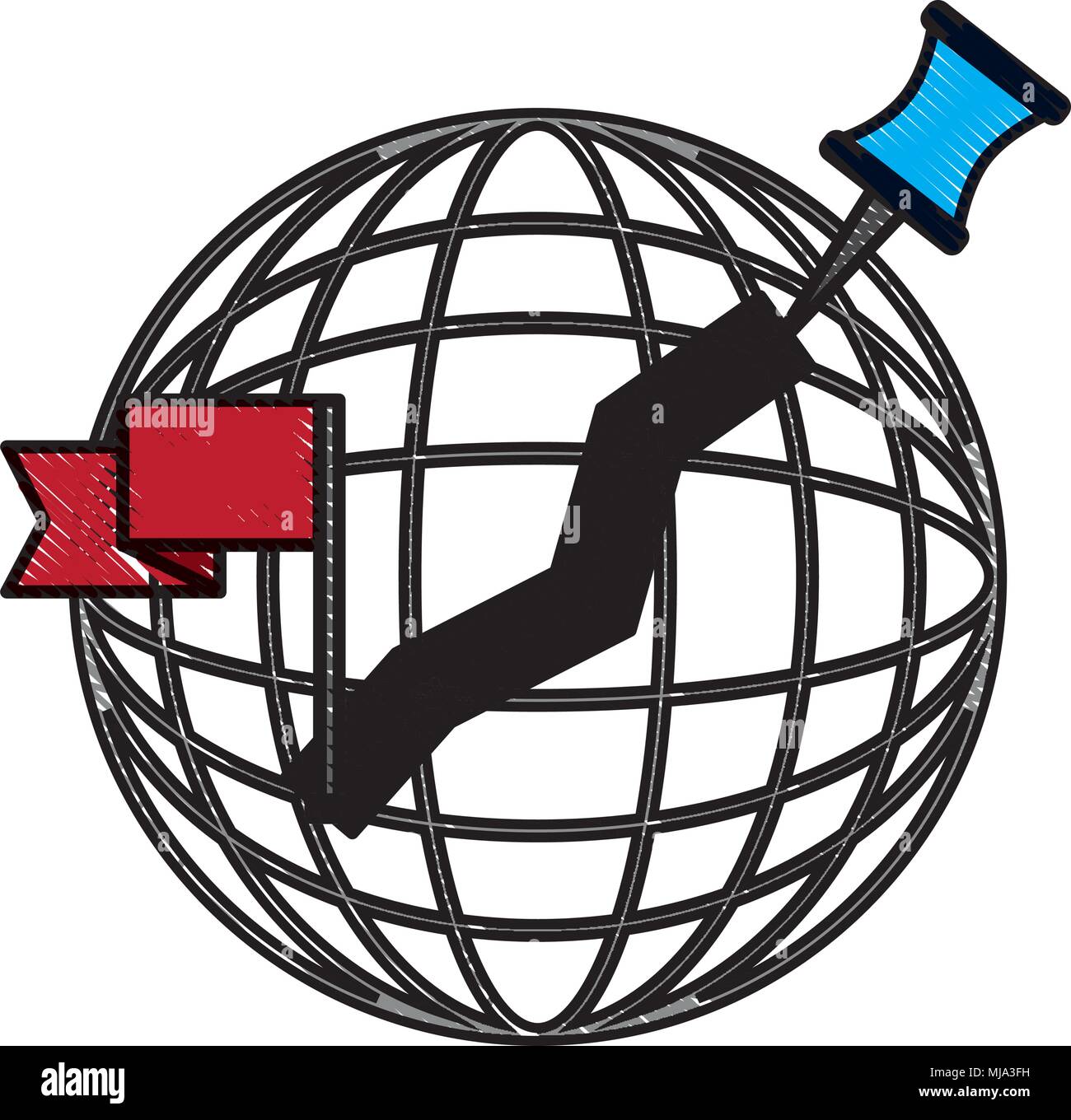 gps navigation world cartography flag pin map vector illustration Stock ...