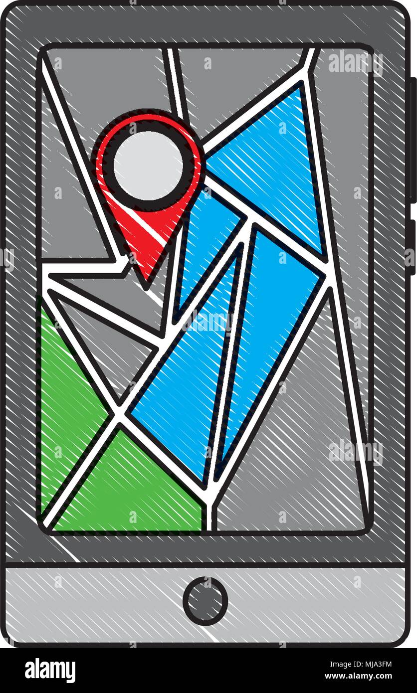 gps navigation map in smartphone with pin map city vector illustration ...