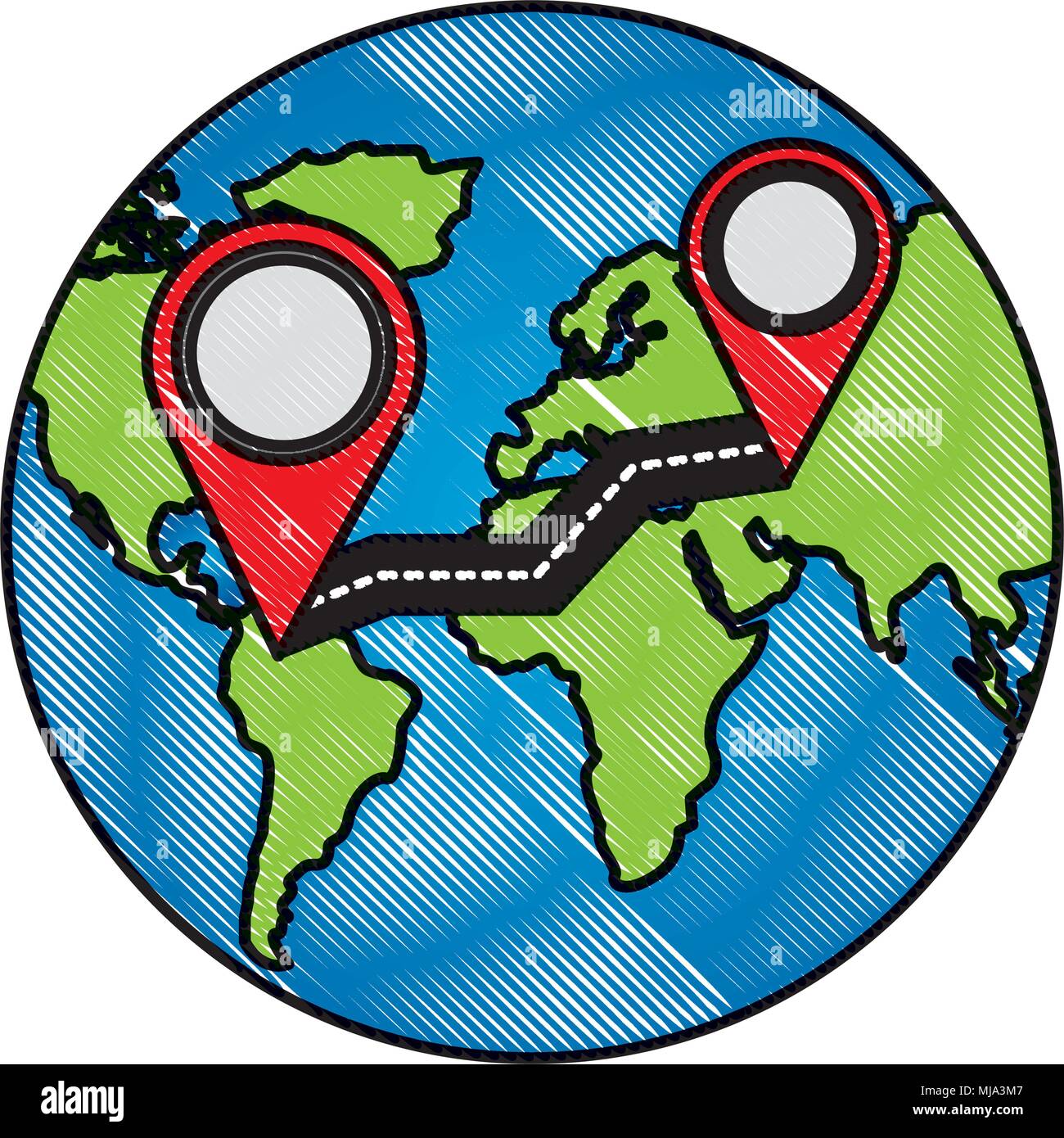 world map route travel finding gps navigation vector illustration Stock ...