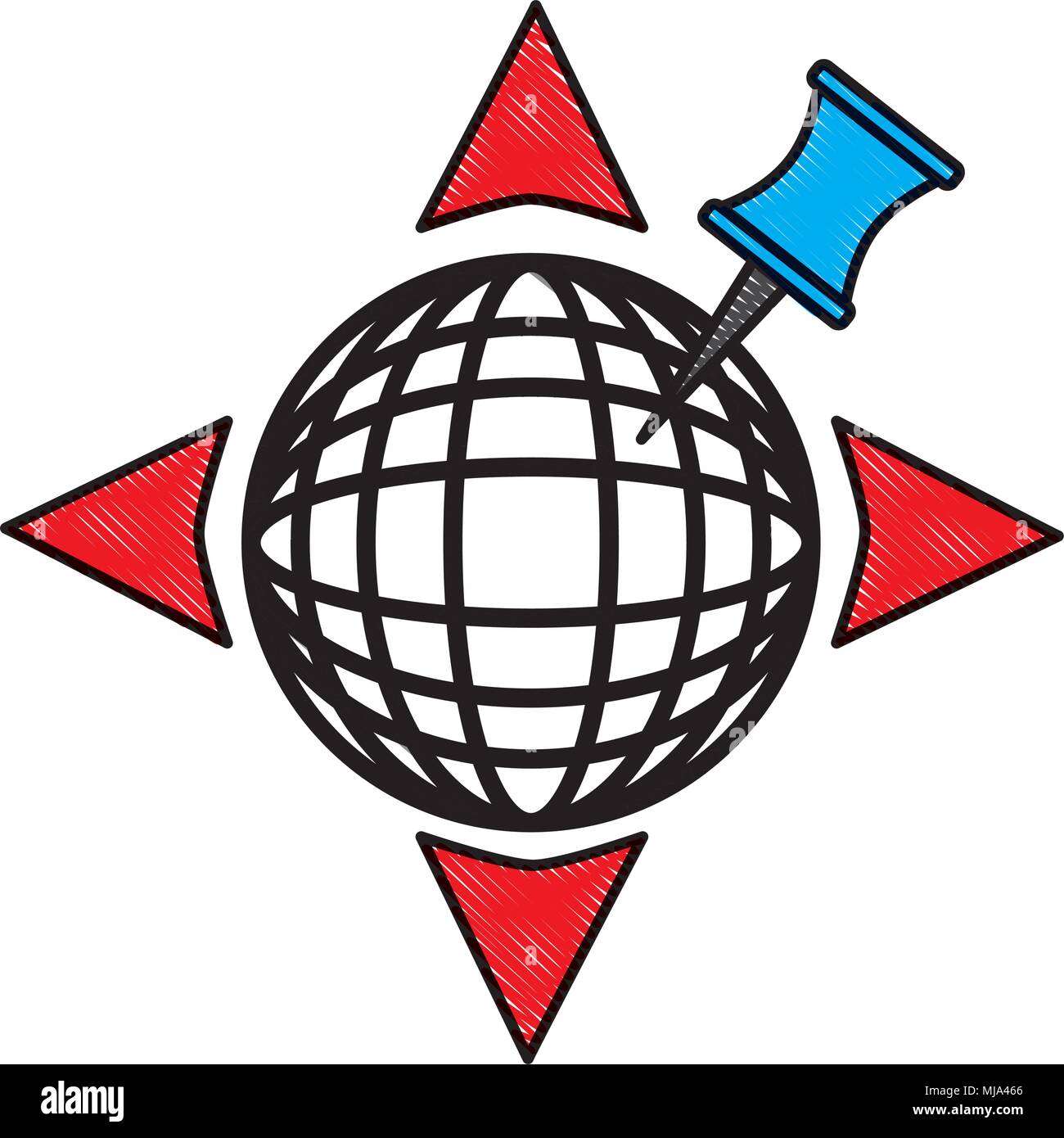 gps navigation global world directions arrows pin vector illustration Stock Vector