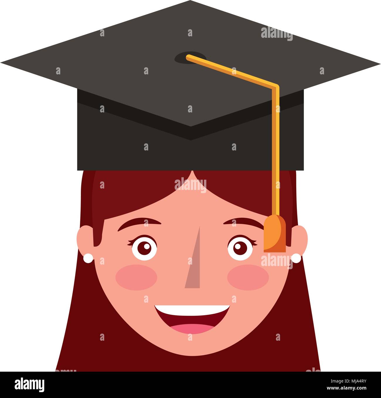 young woman with graduation hat avatar character vector illustration ...