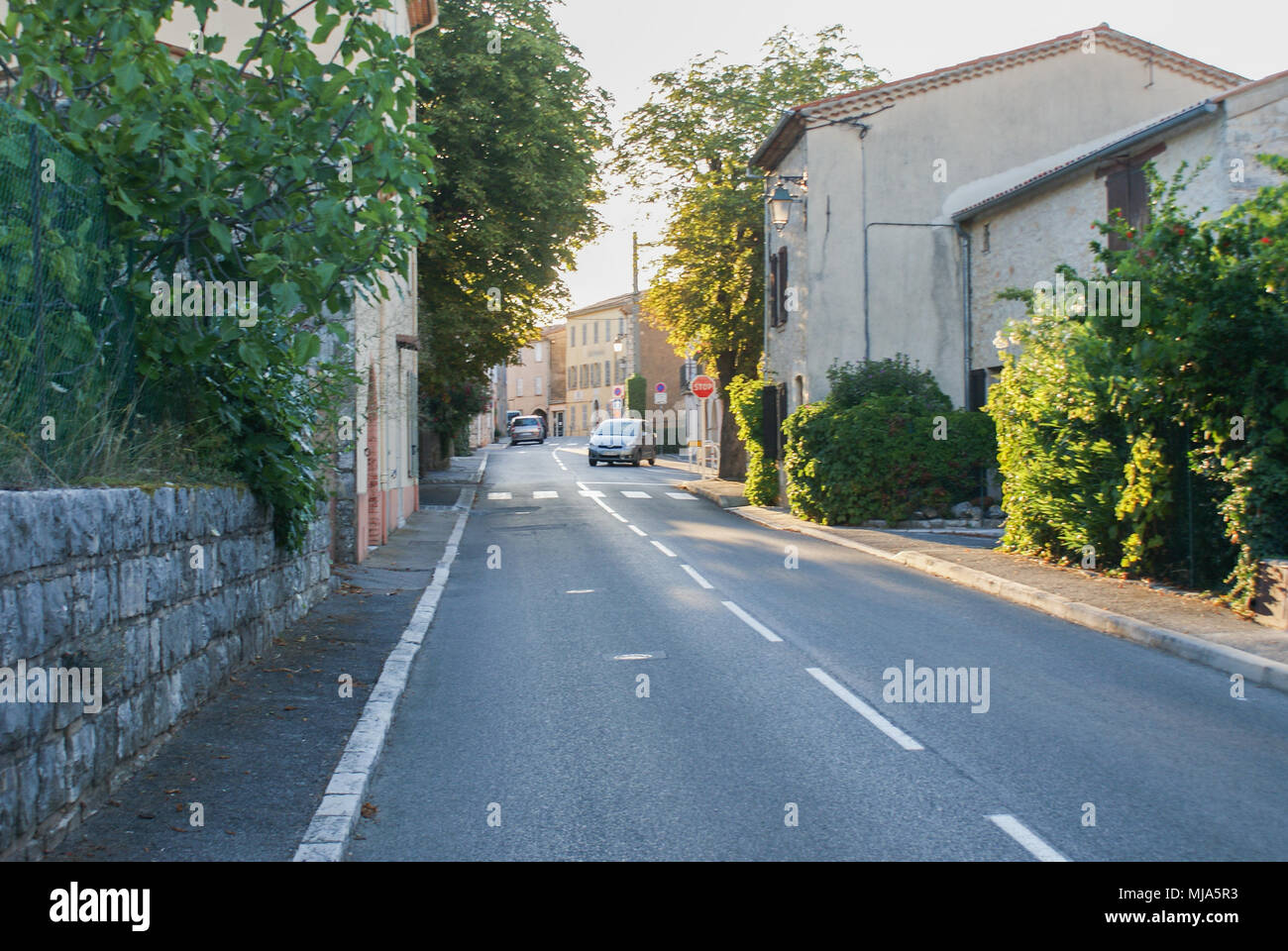sunny street in saint cézaire sur siagne, alpes maritimes, france Stock Photo