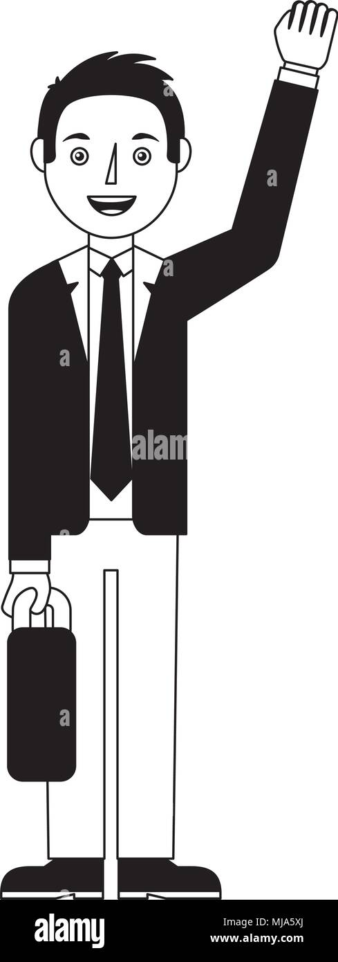 young businessman standing character with briefcase vector illustration ...