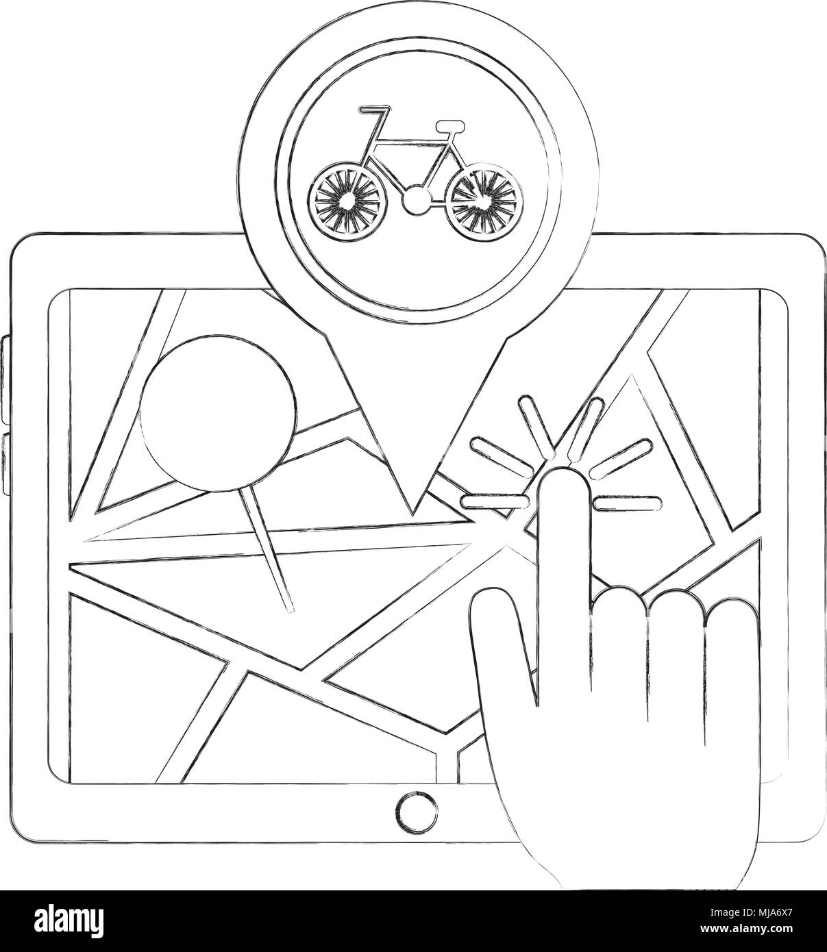 mobile gps navigation with map on screen bike destination vector