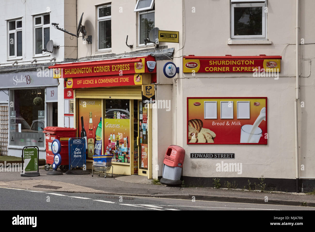 Local / corner shop at the top of the Bath Road / Shurdington Road, Cheltenham, Gloucestershire. Stock Photo