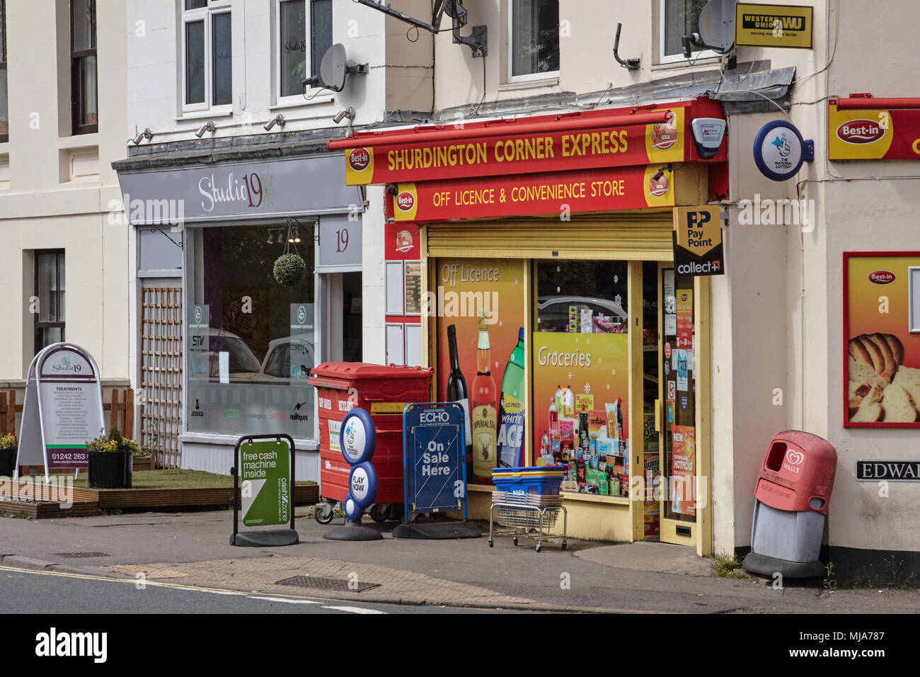 Local / corner shop at the top of the Bath Road / Shurdington Road, Cheltenham, Gloucestershire. Stock Photo