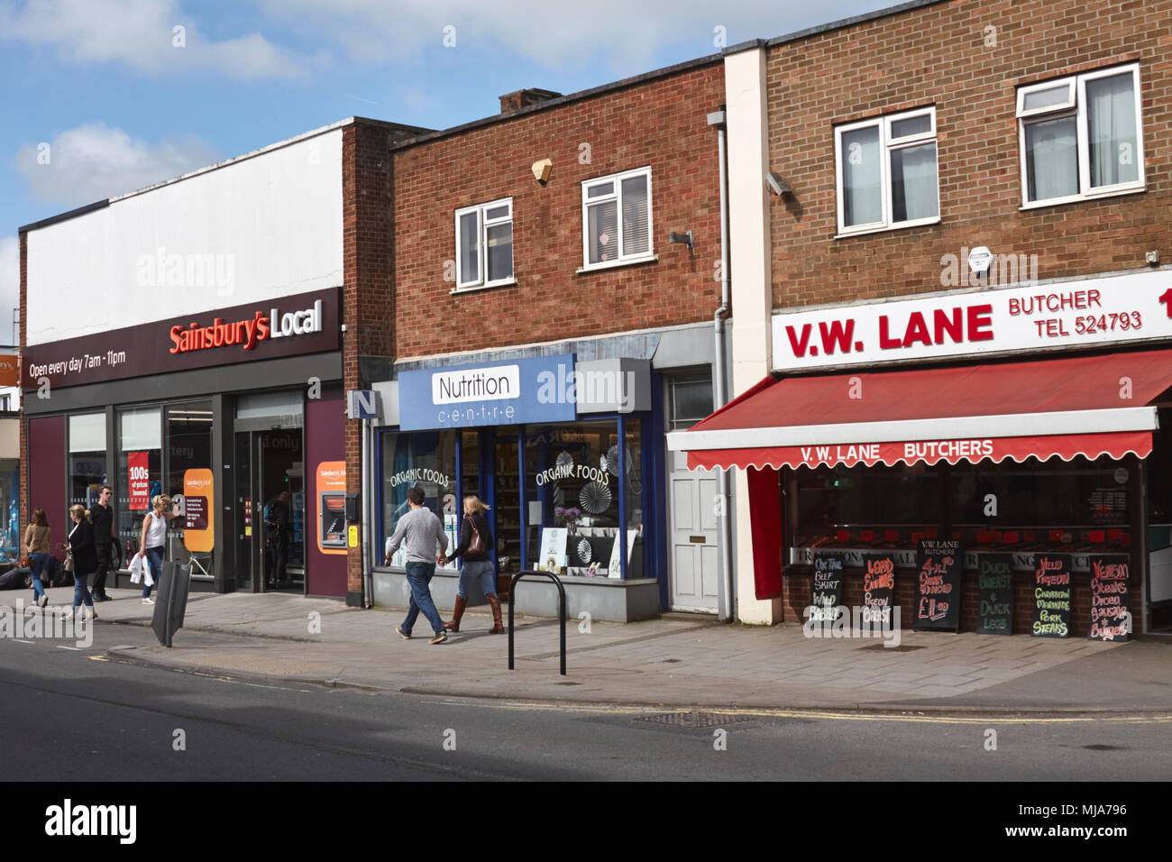 Local Butcher, organic food shop, and Sainsbury's Local on the Bath