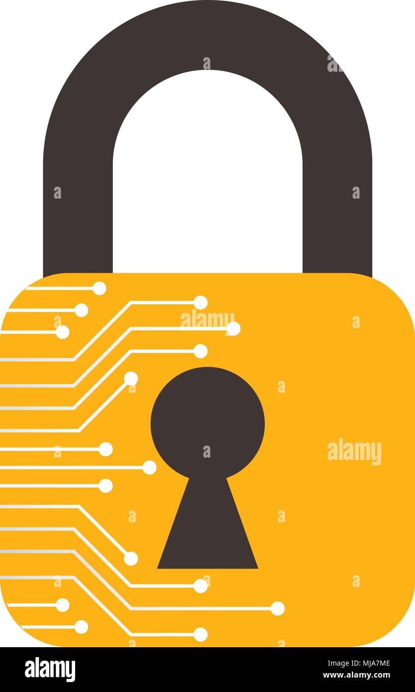 safe secure padlock with circuit electric vector illustration design ...
