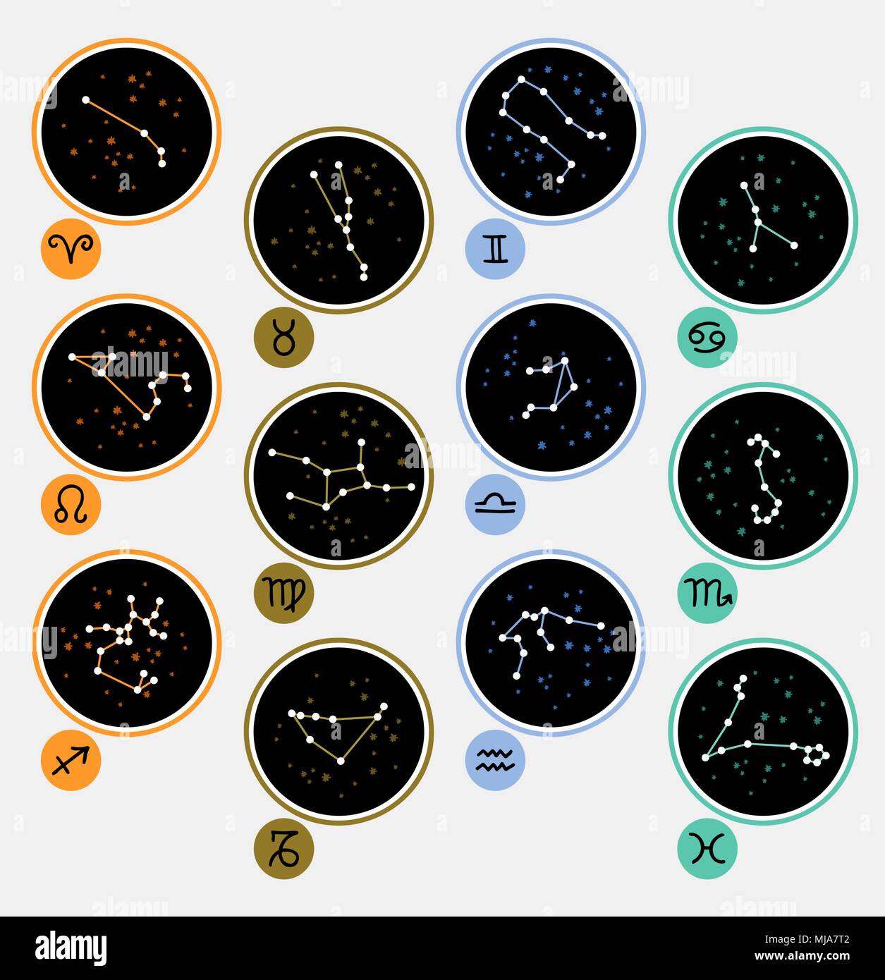 12 Zodiac Signs Constellations By Katerina Pereverzeva Thehungryjpeg ...