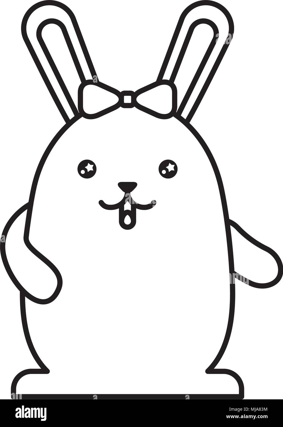 cute female rabbit with bow kawaii character vector illustration design ...