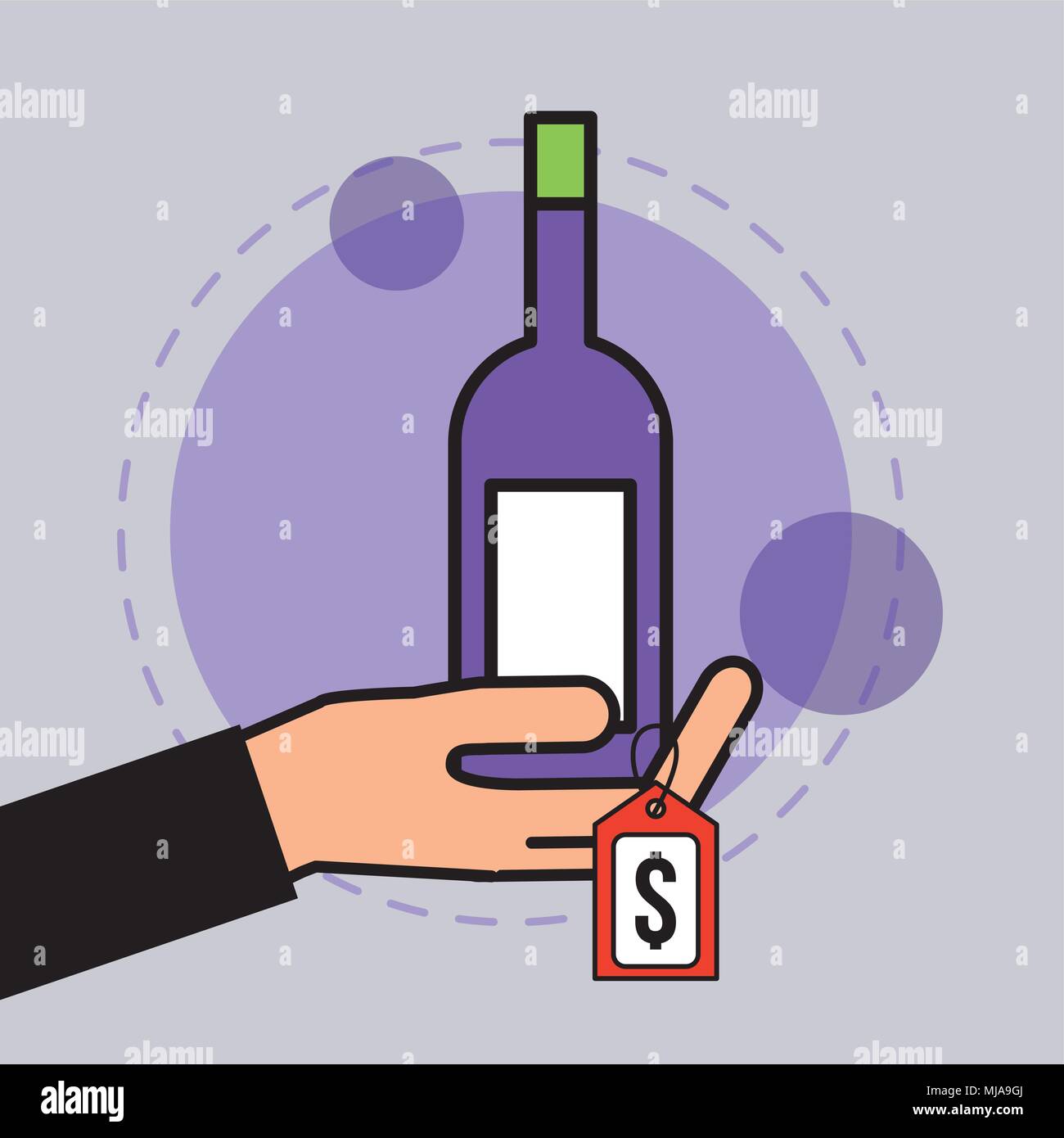 hand holding wine bottle tag price Stock Vector Image & Art - Alamy