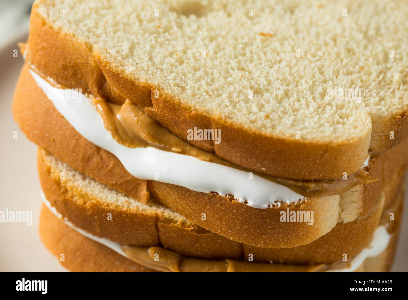 Homemade Fluffernutter Marshmallow Peanut Butter Sandwich for Kids Stock Photo Alamy