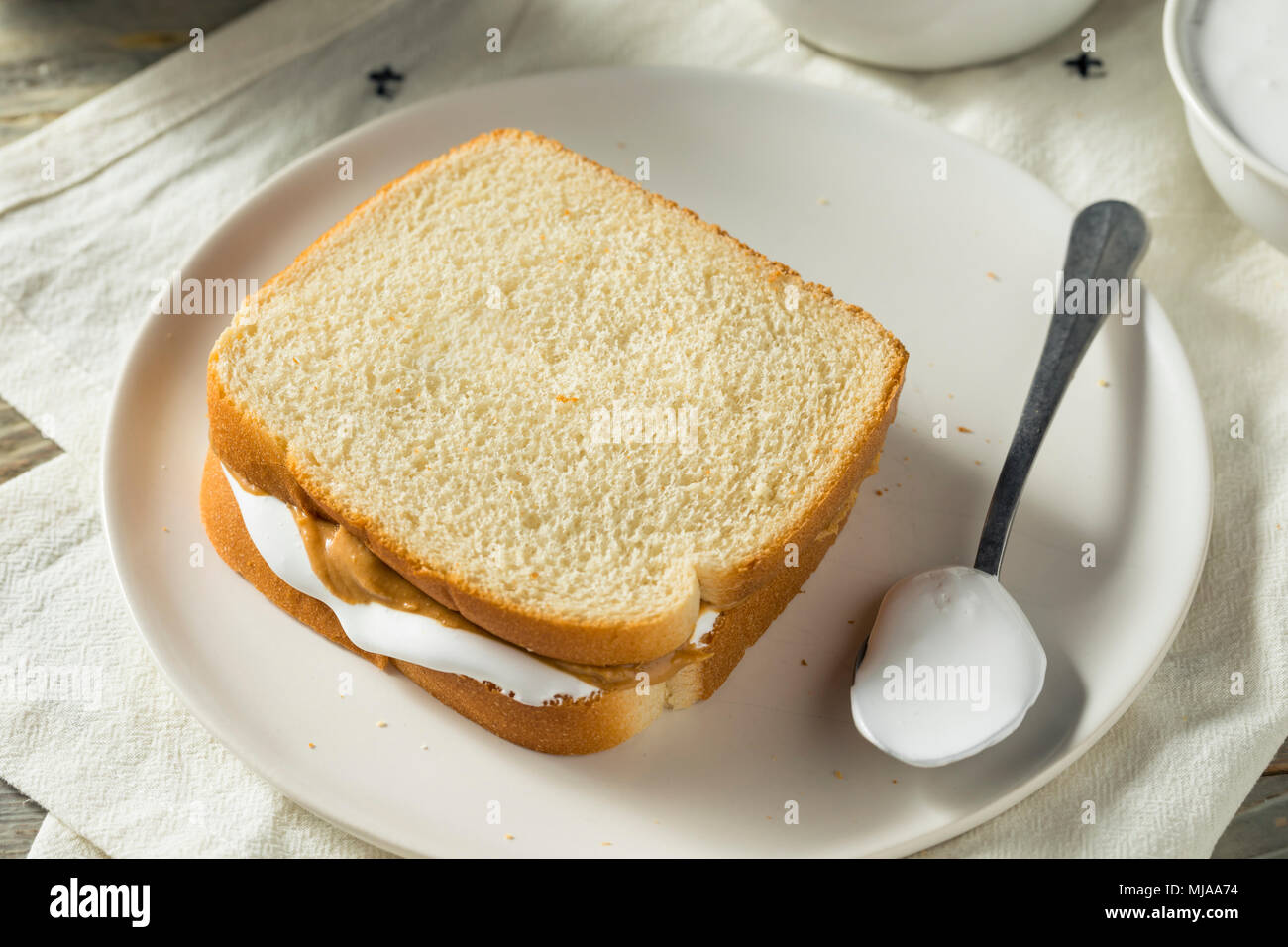 Homemade Fluffernutter Marshmallow Peanut Butter Sandwich for Kids Stock Photo Alamy