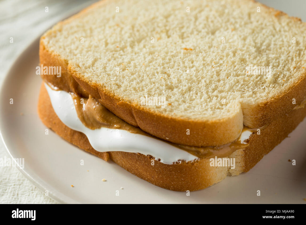 Homemade Fluffernutter Marshmallow Peanut Butter Sandwich for Kids Stock Photo Alamy