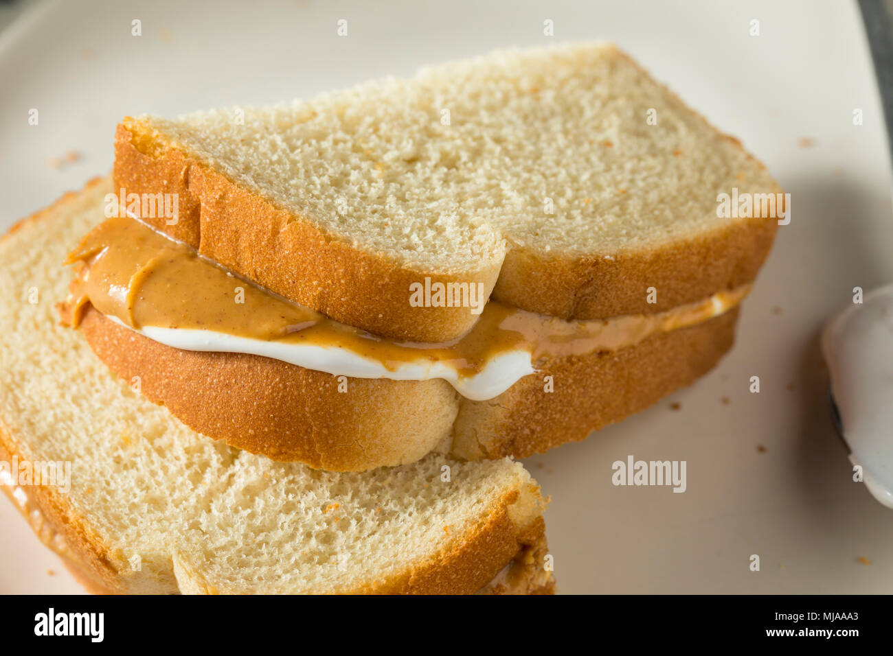 Homemade Fluffernutter Marshmallow Peanut Butter Sandwich for Kids Stock Photo Alamy