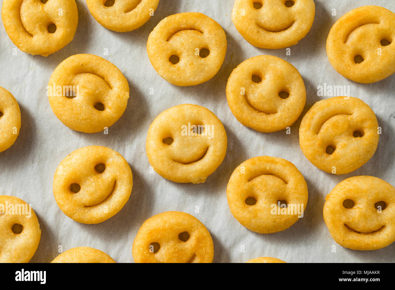 Homemade Smiley Face French Fries with Ketchup Stock Photo