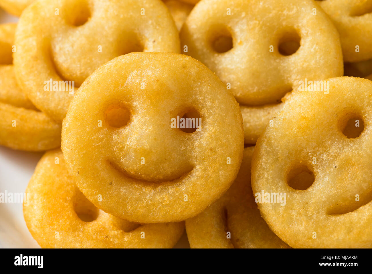 Homemade Smiley Face French Fries with Ketchup Stock Photo