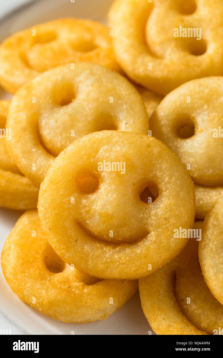 Homemade Smiley Face French Fries with Ketchup Stock Photo