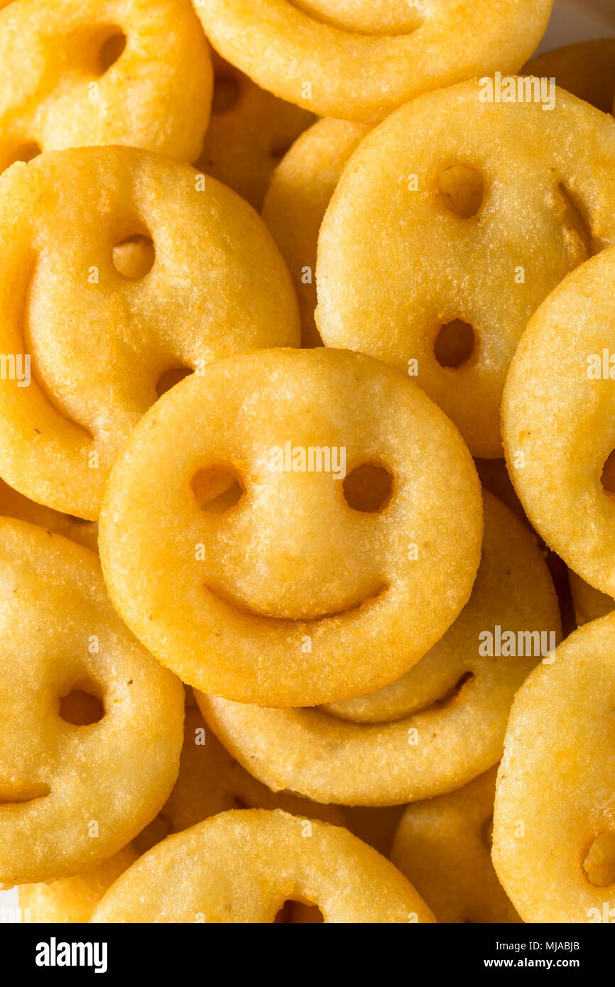 Homemade Smiley Face French Fries with Ketchup Stock Photo