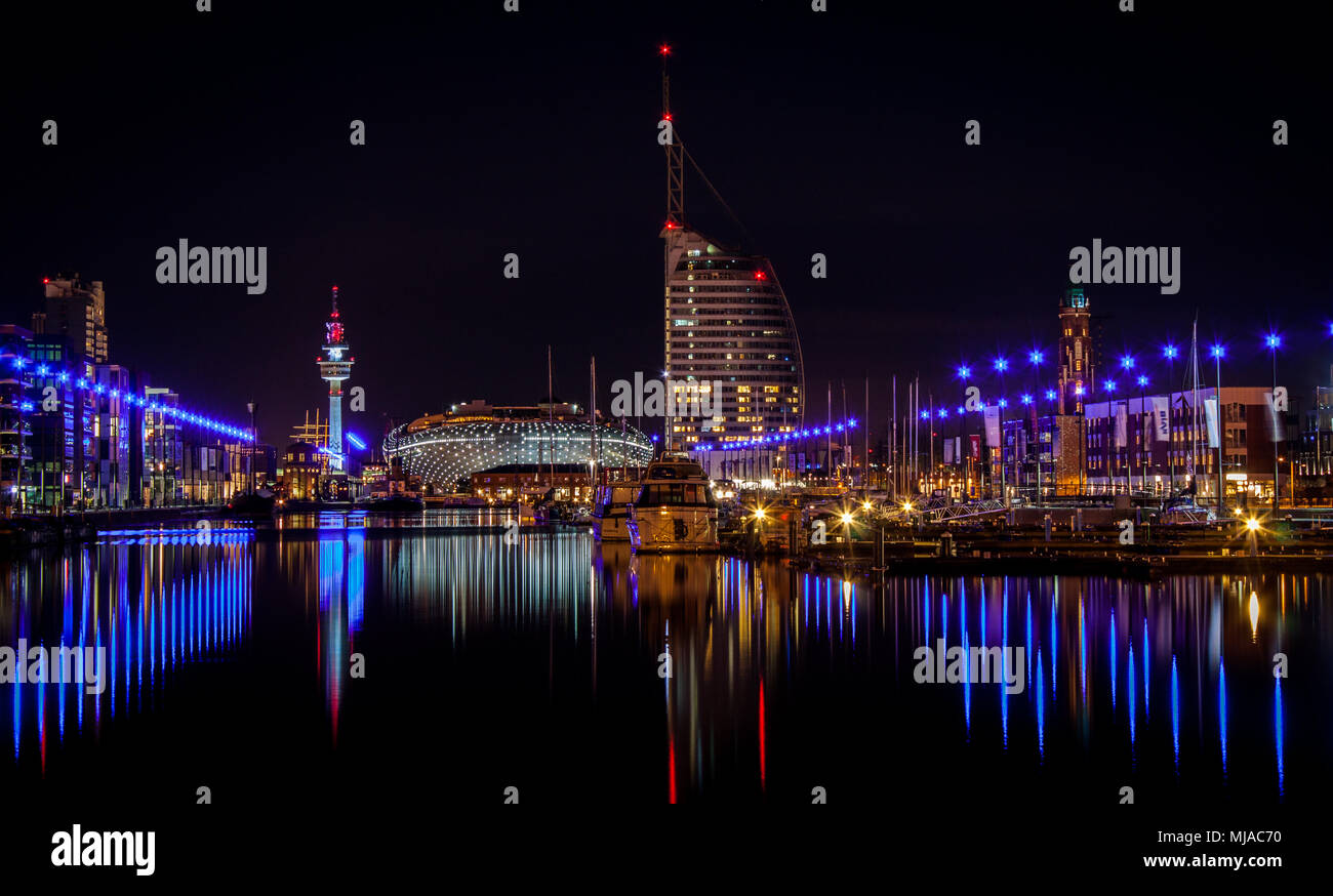 Bremerhaven at night Stock Photo