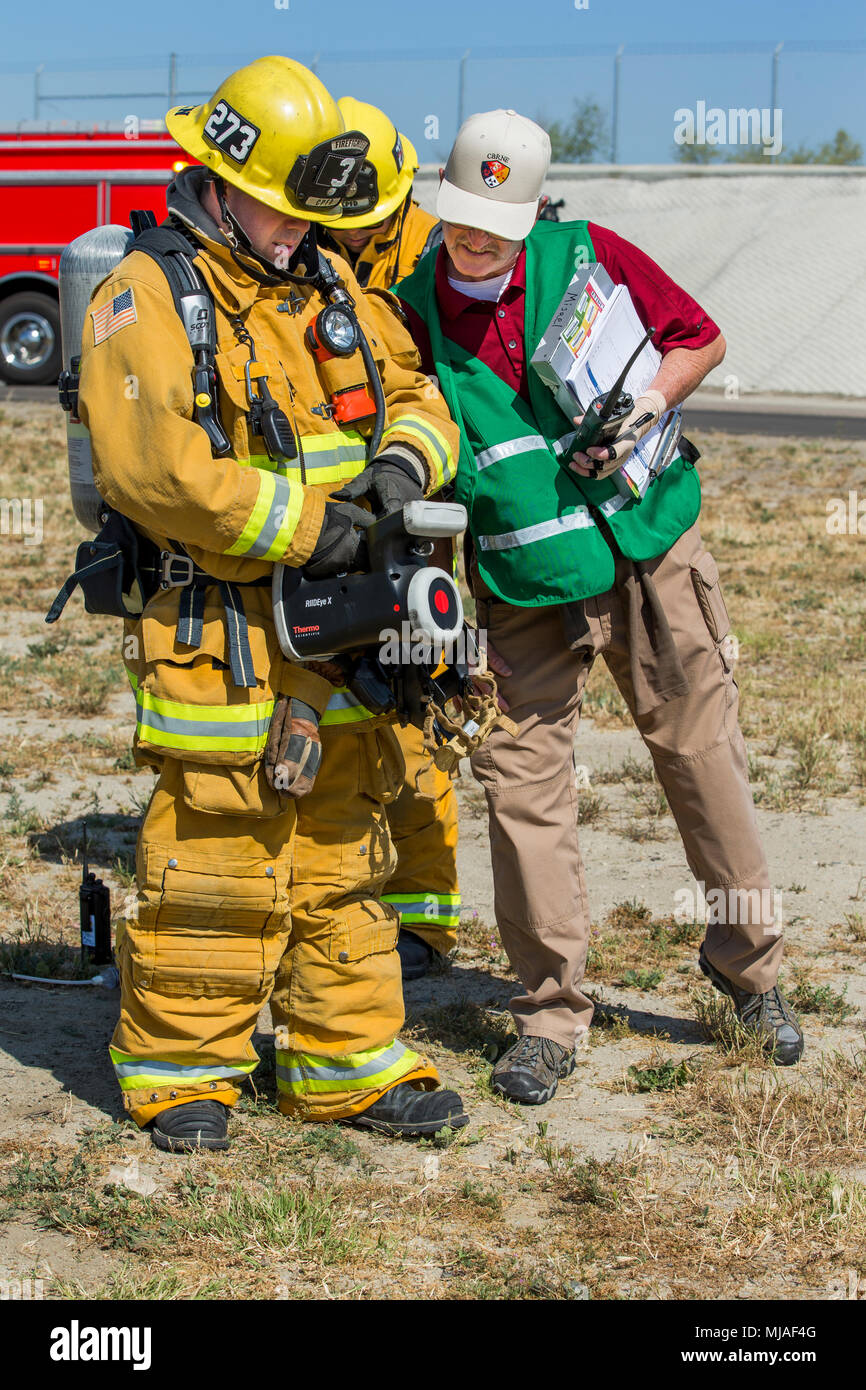 MCB Camp Pendleton’s Hazmat team conducts a sweep using a handheld