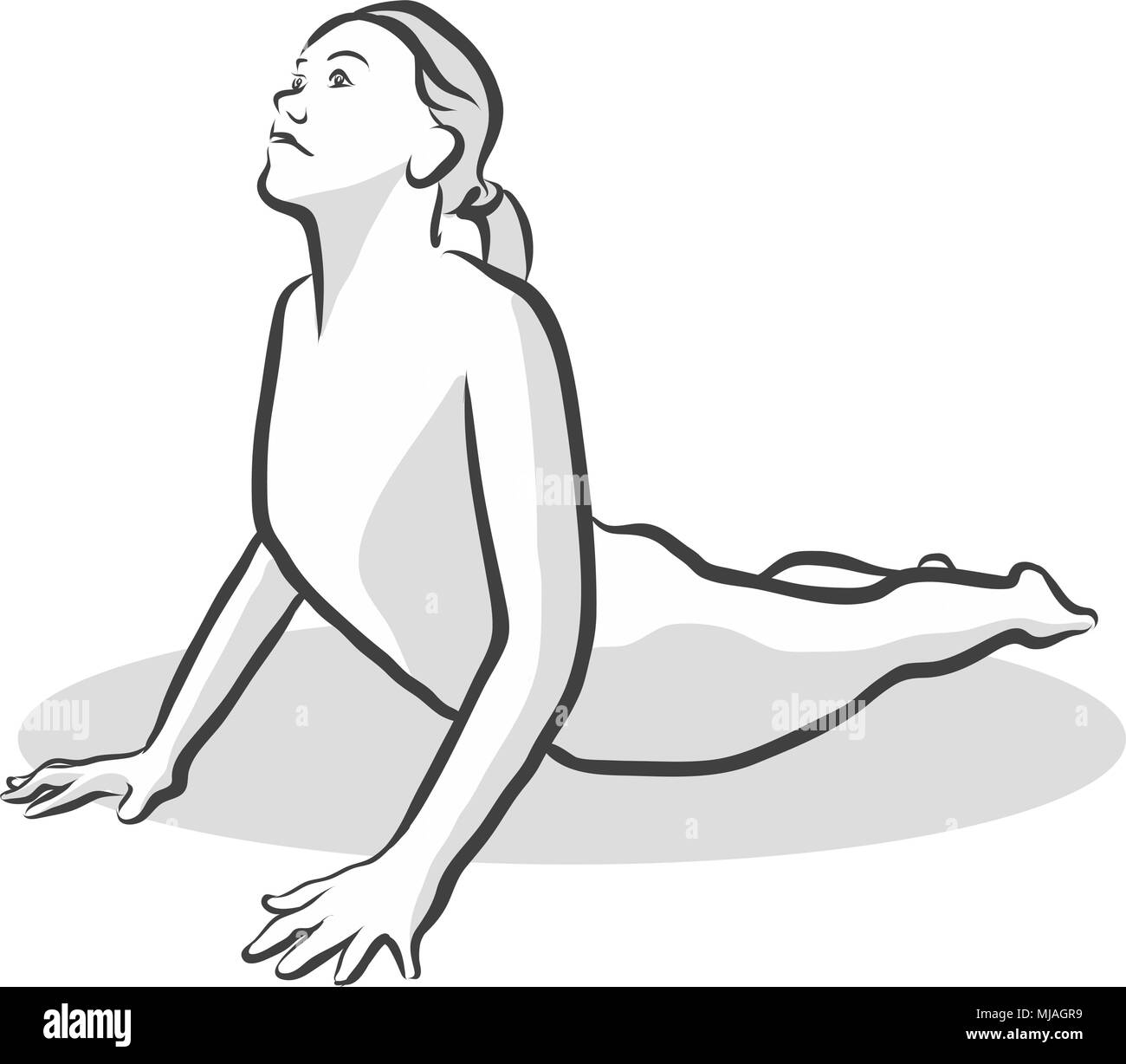 Cobra Bhujangasana Yoga Pose, Free Hand drawn vector halftone Sketch Stock Vector