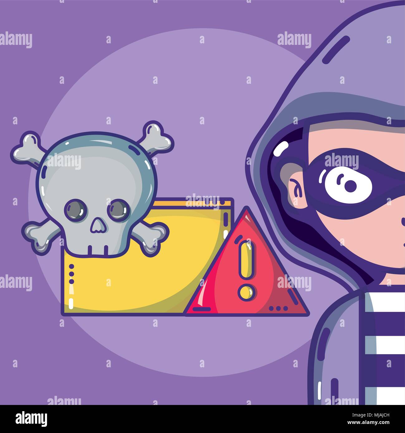 Hacker with symbols cartoons Stock Vector