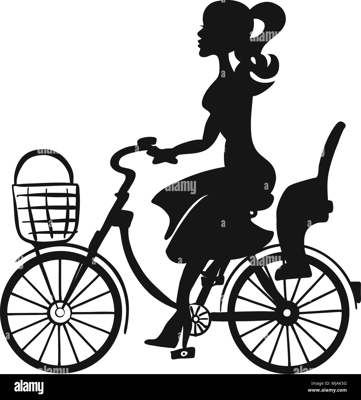 Girl on bike drawing hires stock photography and images Alamy