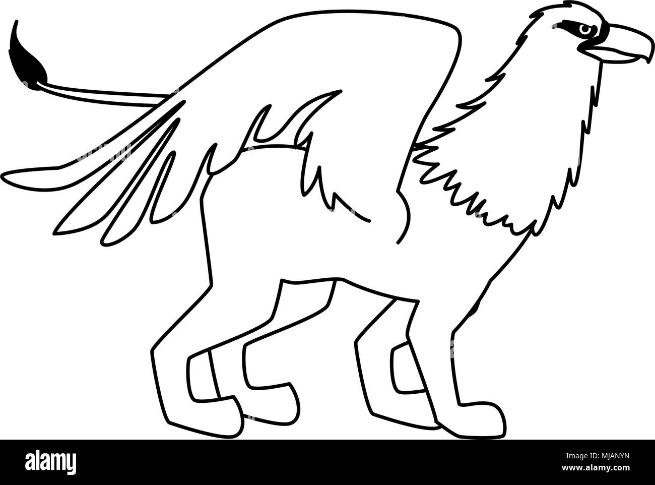 Griffin fantastic creature on black and white colors Stock Vector Image ...