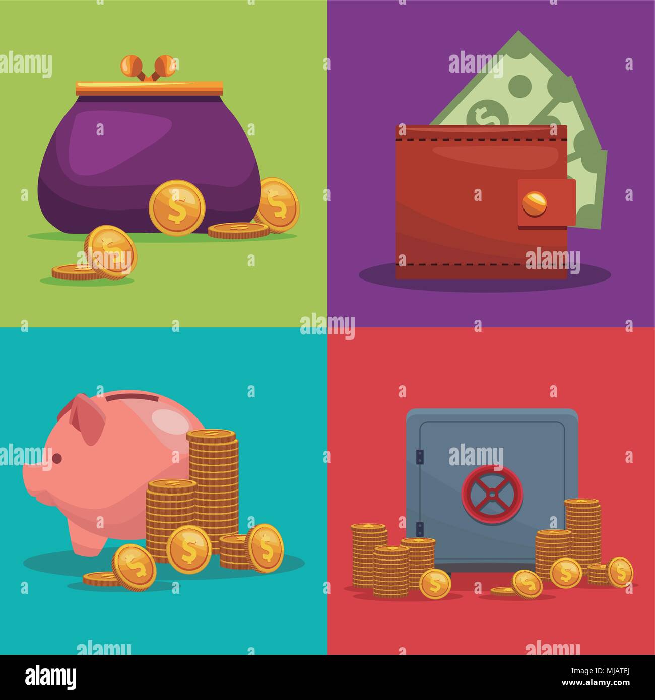 Set of money and bank icons Stock Vector Image & Art - Alamy