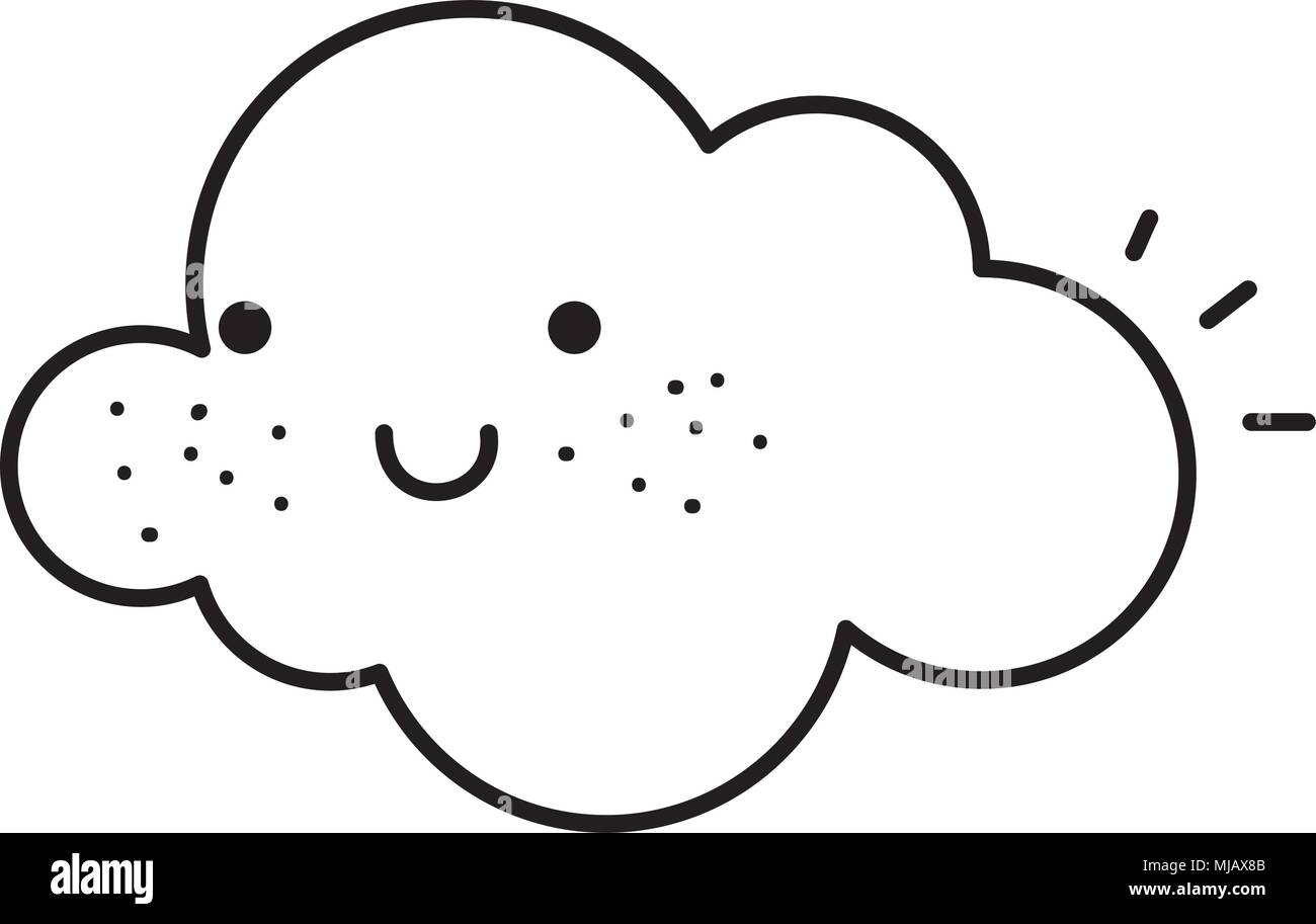 line kawaii happy cloud natural weather Stock Vector Image & Art - Alamy