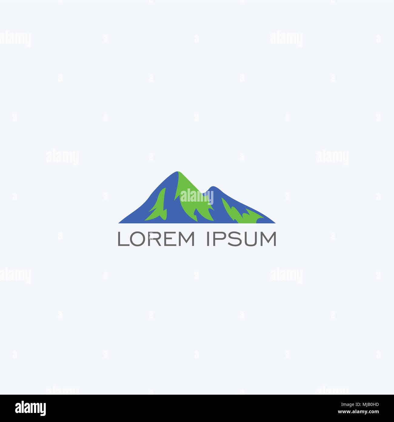 Mountain logo design, simple logo with blue green color, vector icons. Stock Vector