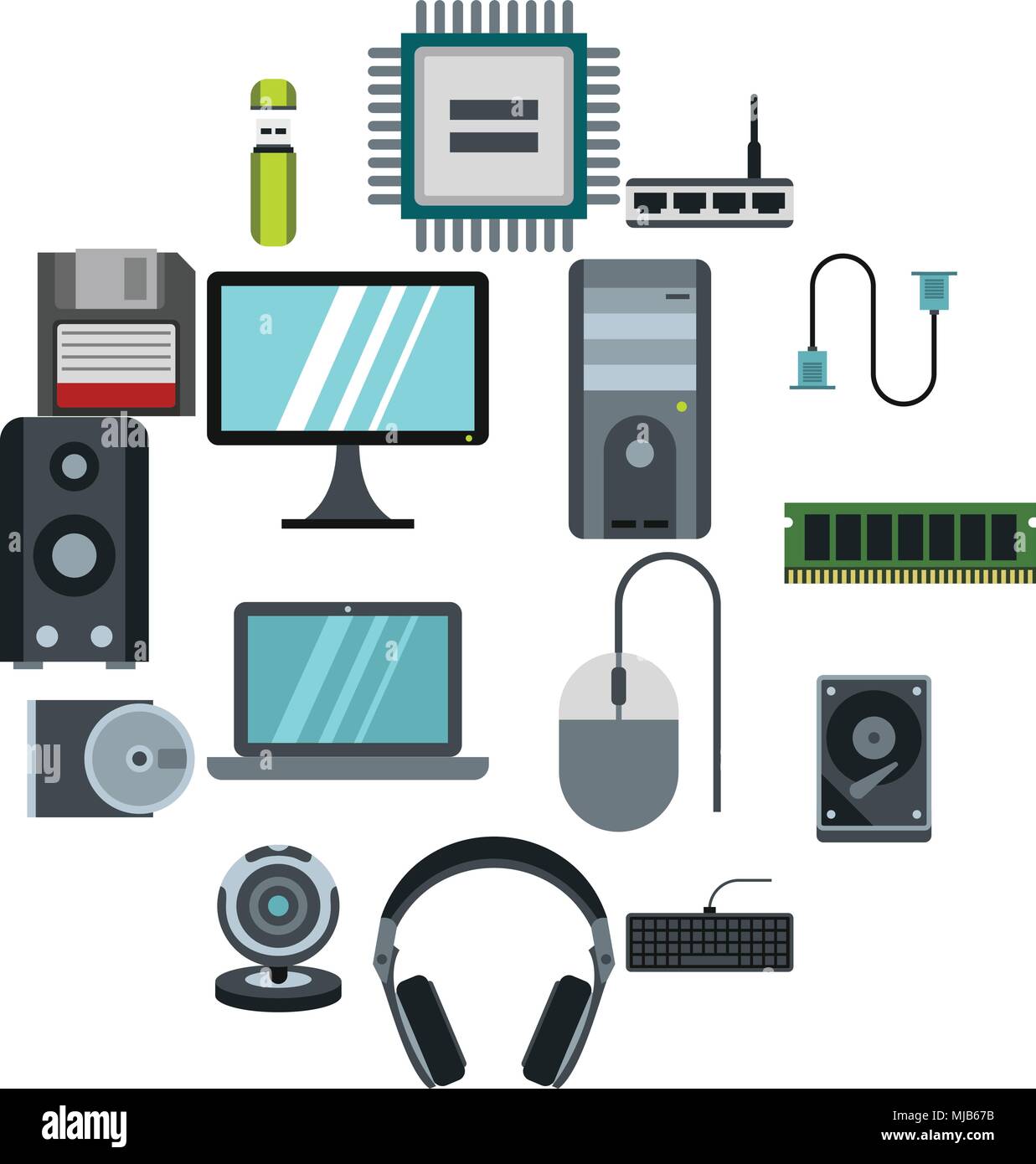 Flat computer icons set. Universal computer icons to use for web and ...