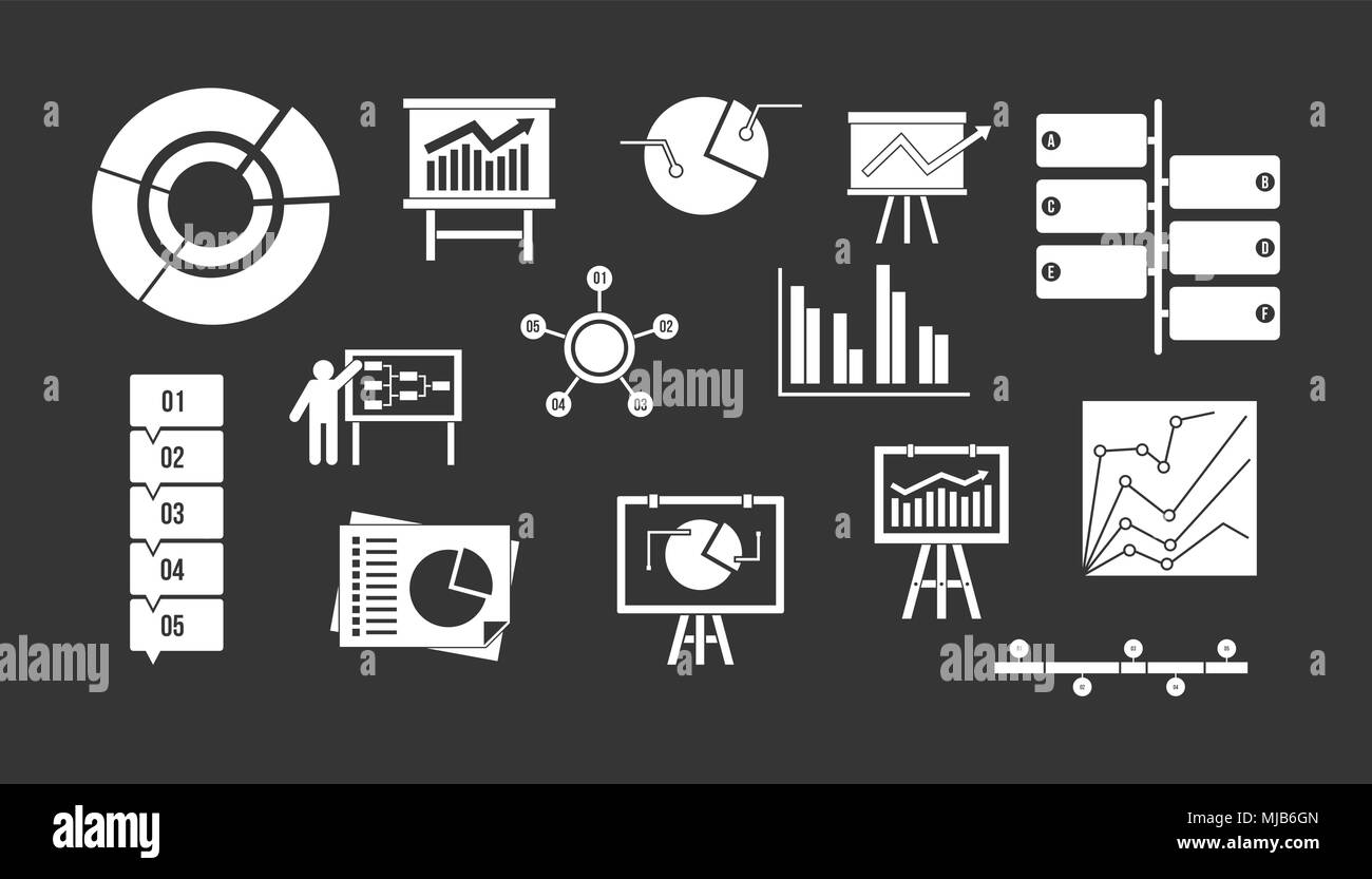 Diagram icon set vector white isolated on grey background Stock Vector ...