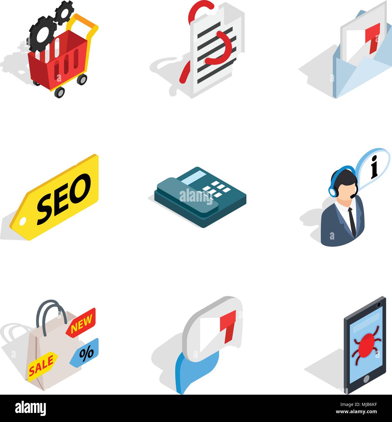 Transportable computer icons set. Isometric set of 9 transportable ...