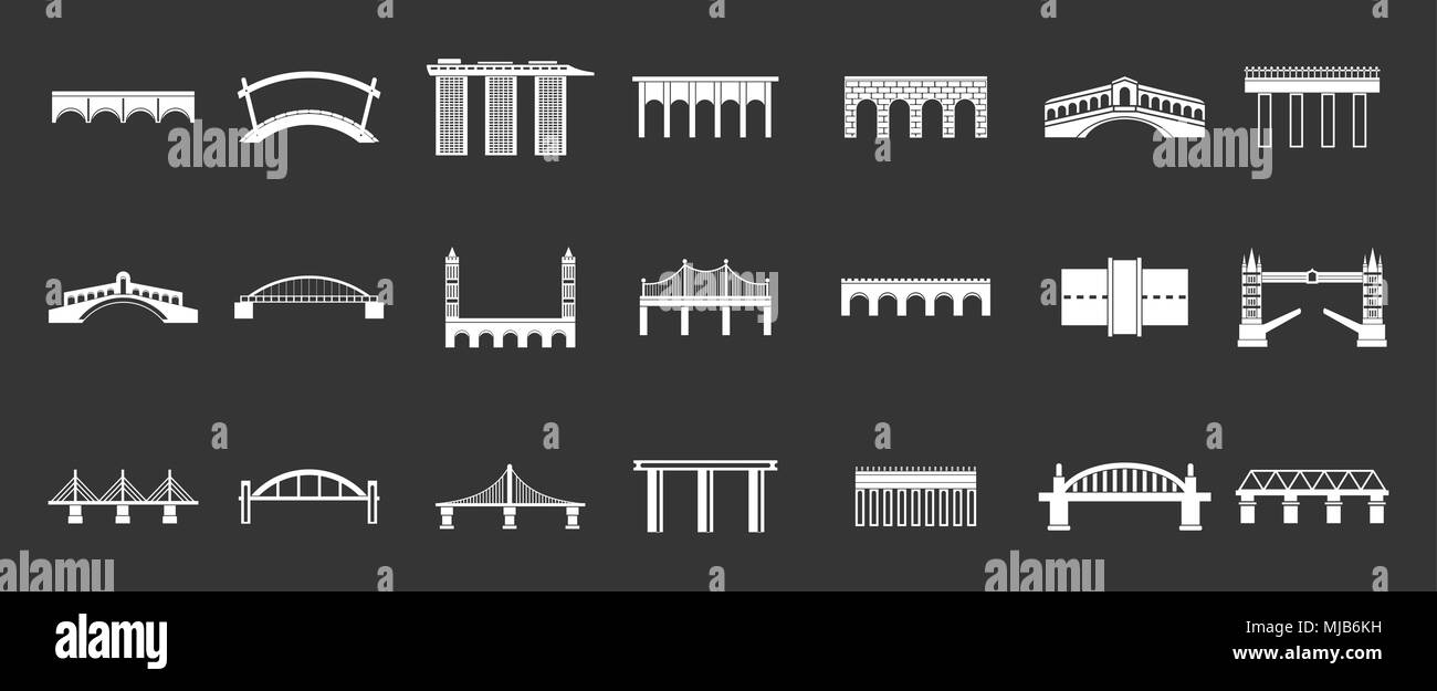 Bridge icon set vector white isolated on grey background Stock Vector ...