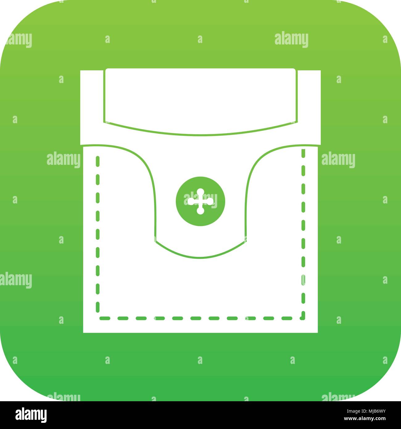 Valve pocket with button icon digital green for any design isolated on white vector illustration Stock Vector