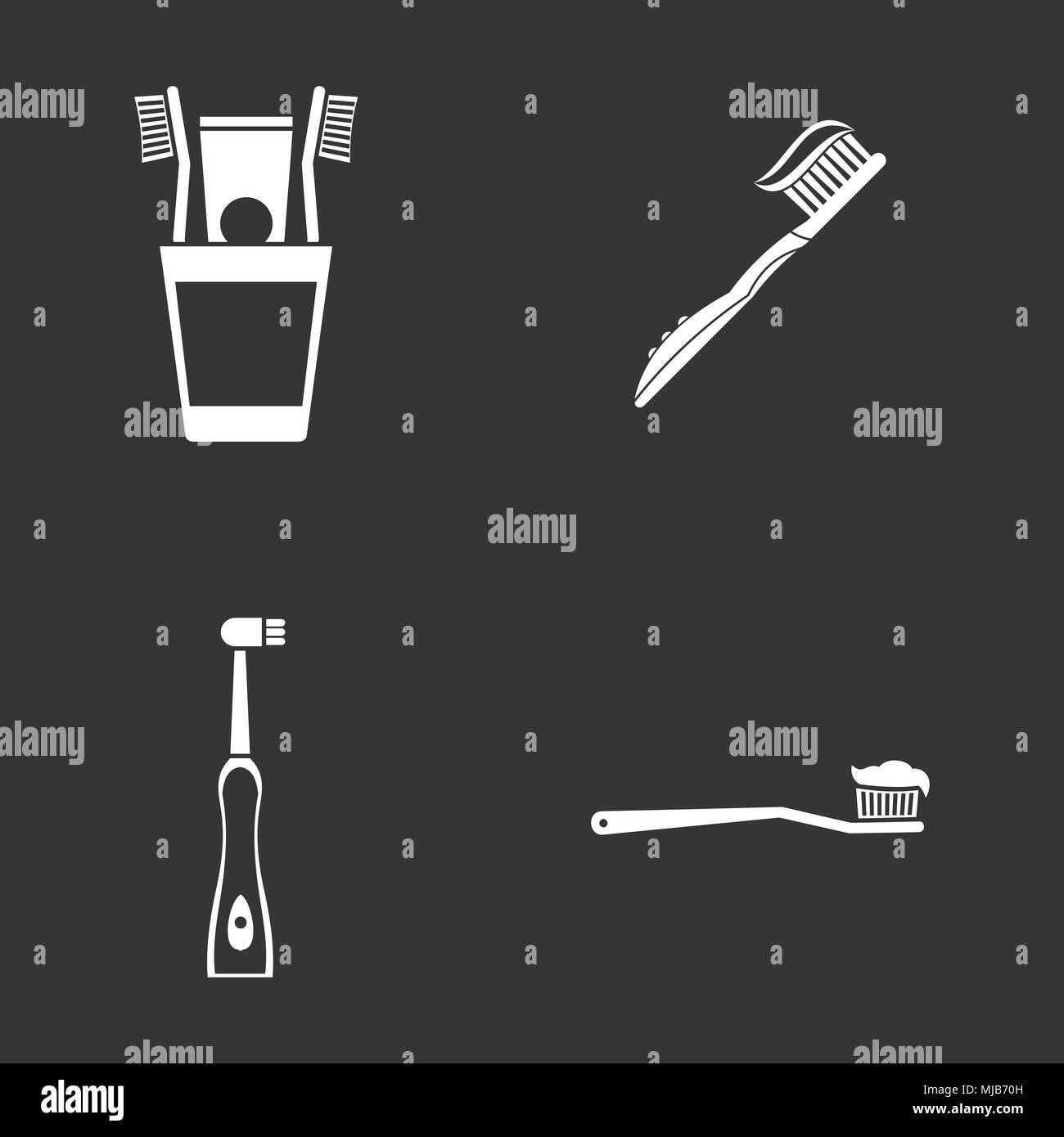 Toothbrush icon set vector white isolated on grey background Stock ...