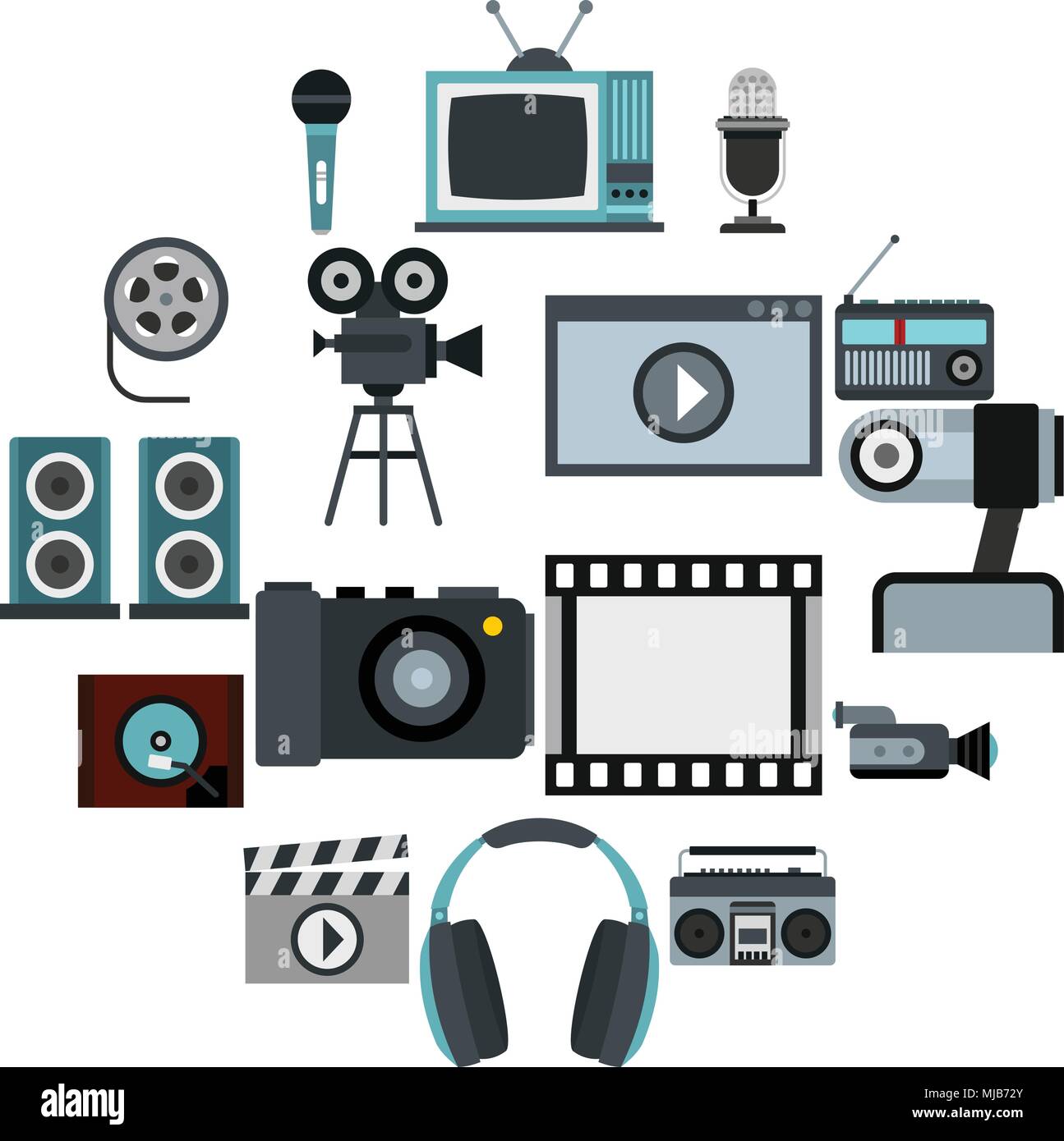 Flat video icons set. Universal video icons to use for web and mobile ...